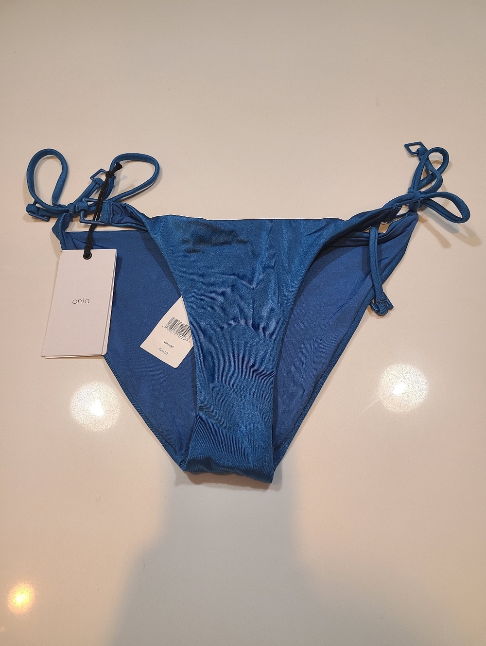 Onia Kate Shimmer Tricot Mykonos Blue Bikini Bottom in Size Large